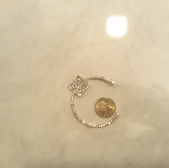 Gold Greek Design Rhinestone Crystal Hoop Earrings - Picture 2 of 3